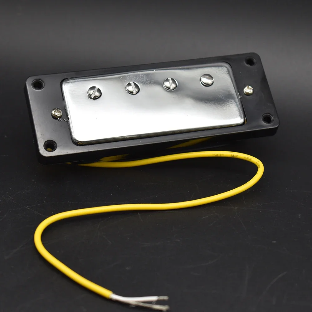 1Pcs Guitar Pickups Mini 4 string Bass Guitar Humbucker Pickups with Black Ring for Electric Guitar with Mounting Screws Chrome