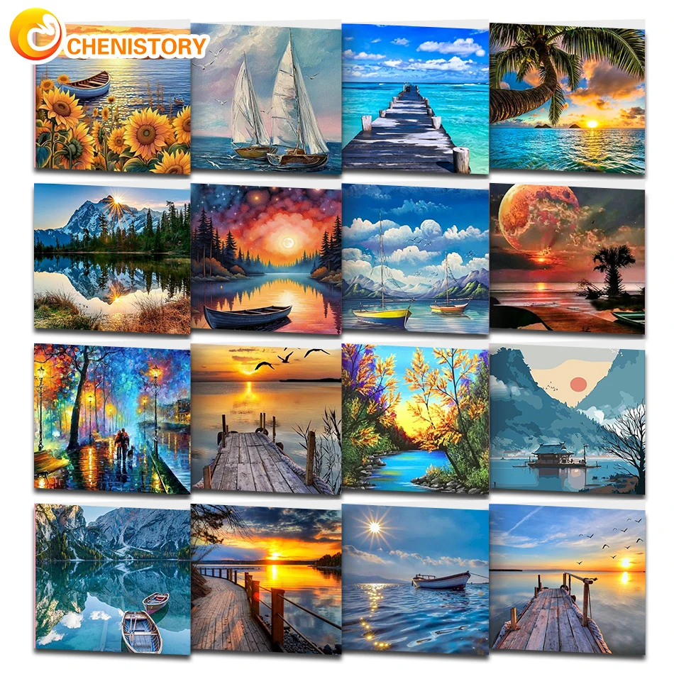 CHENISTORY Paint By Numbers Summer Scenery Pictures For Adults On Canvas Landscpae Coloring Drawing Oil Paintings By Number Set