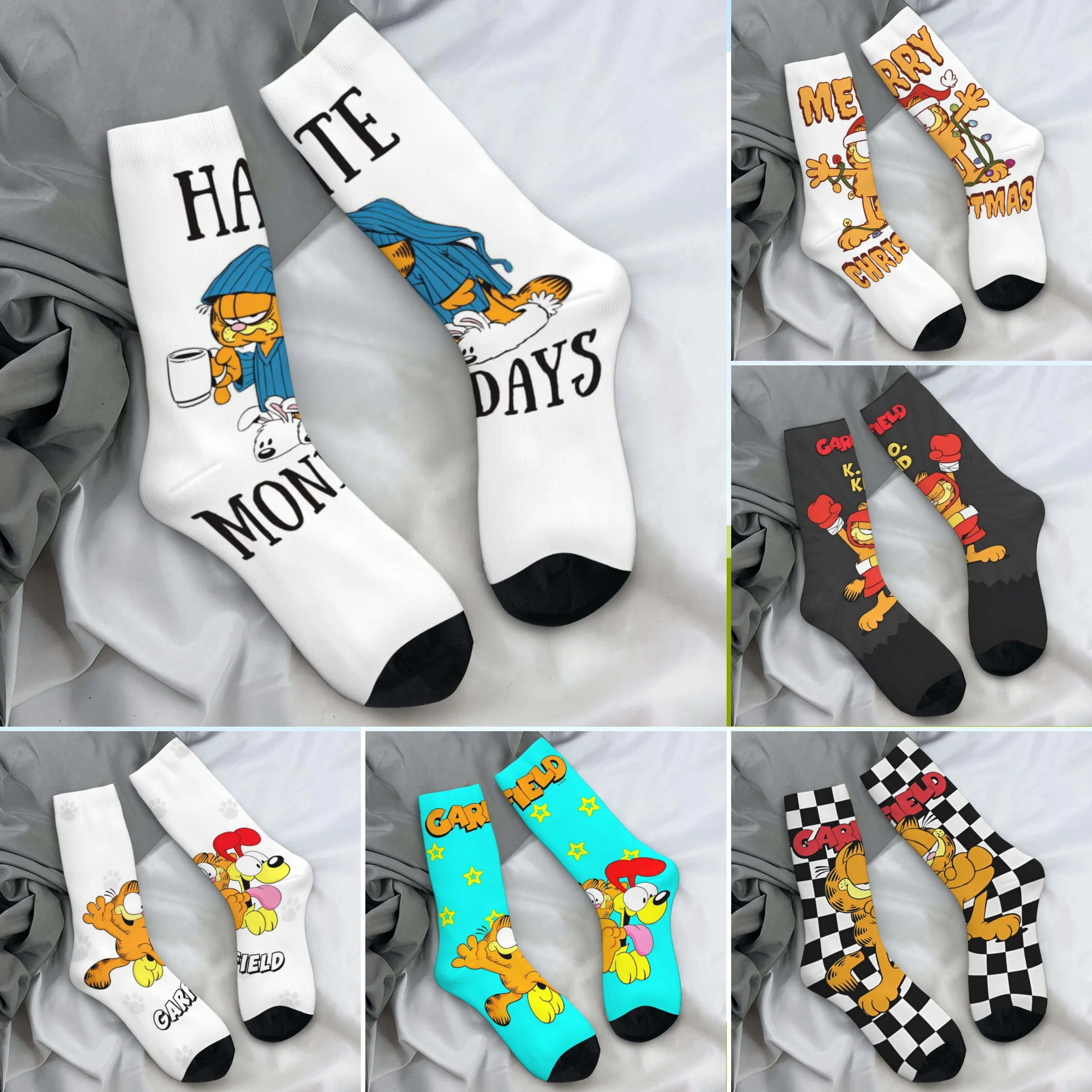 G-Garfields Hate Mondays Socks Leisure Stockings Autumn Anti Skid Couple Socks High Quality Pattern Outdoor Sports Socks