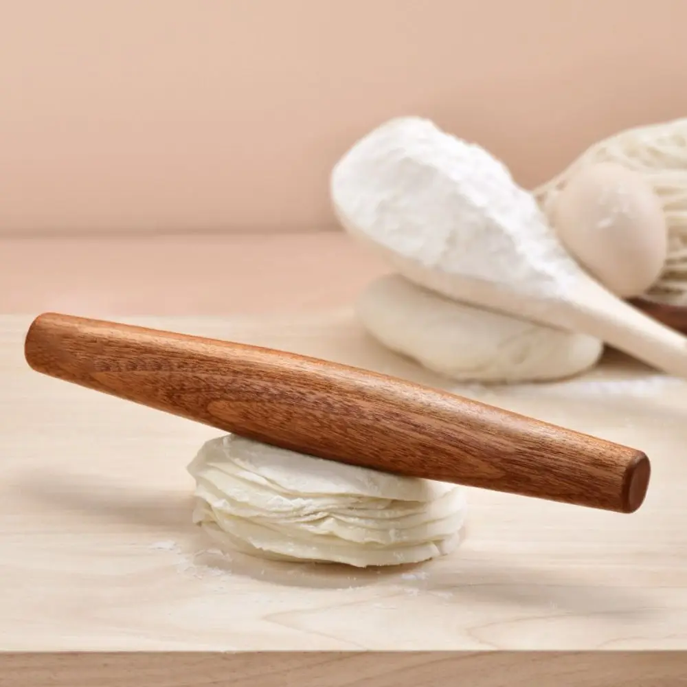 Natural Material Solid Wood Rolling Pin Non-Stick Smooth Surface Wooden Dough Roller Unpainted Comfortable Grip Baking Tools