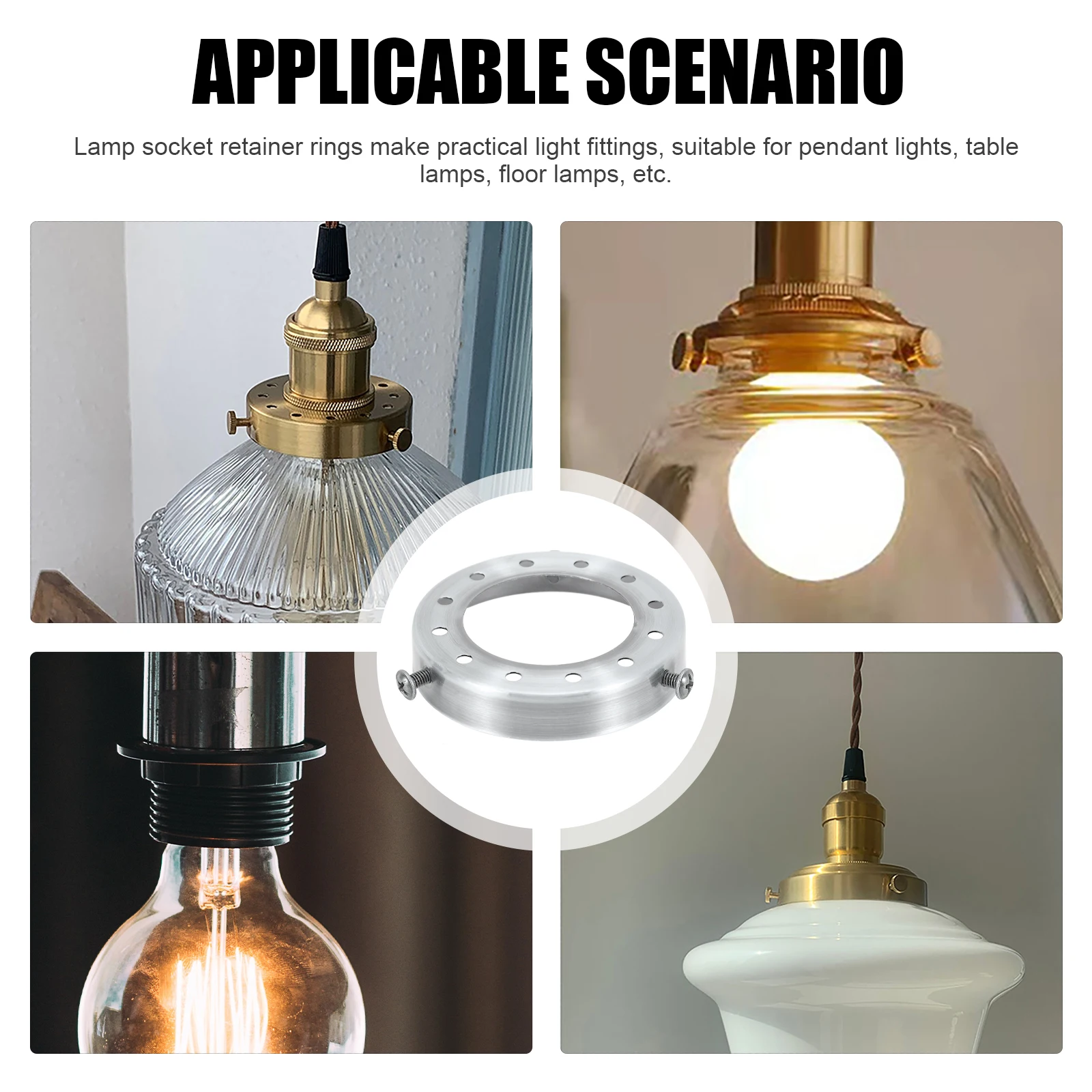 

Lamp Shade Adapter Ring Retro Chandelier Three Hole Ring Lampshade Holder Reducer Silver Light Fixture Parts Replacement