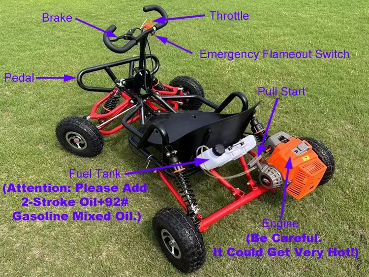 90cc 212cc Adults Adolescents Professional Outdoor Sport Karting Contain G asoline Engine High Performance Recreational Karting