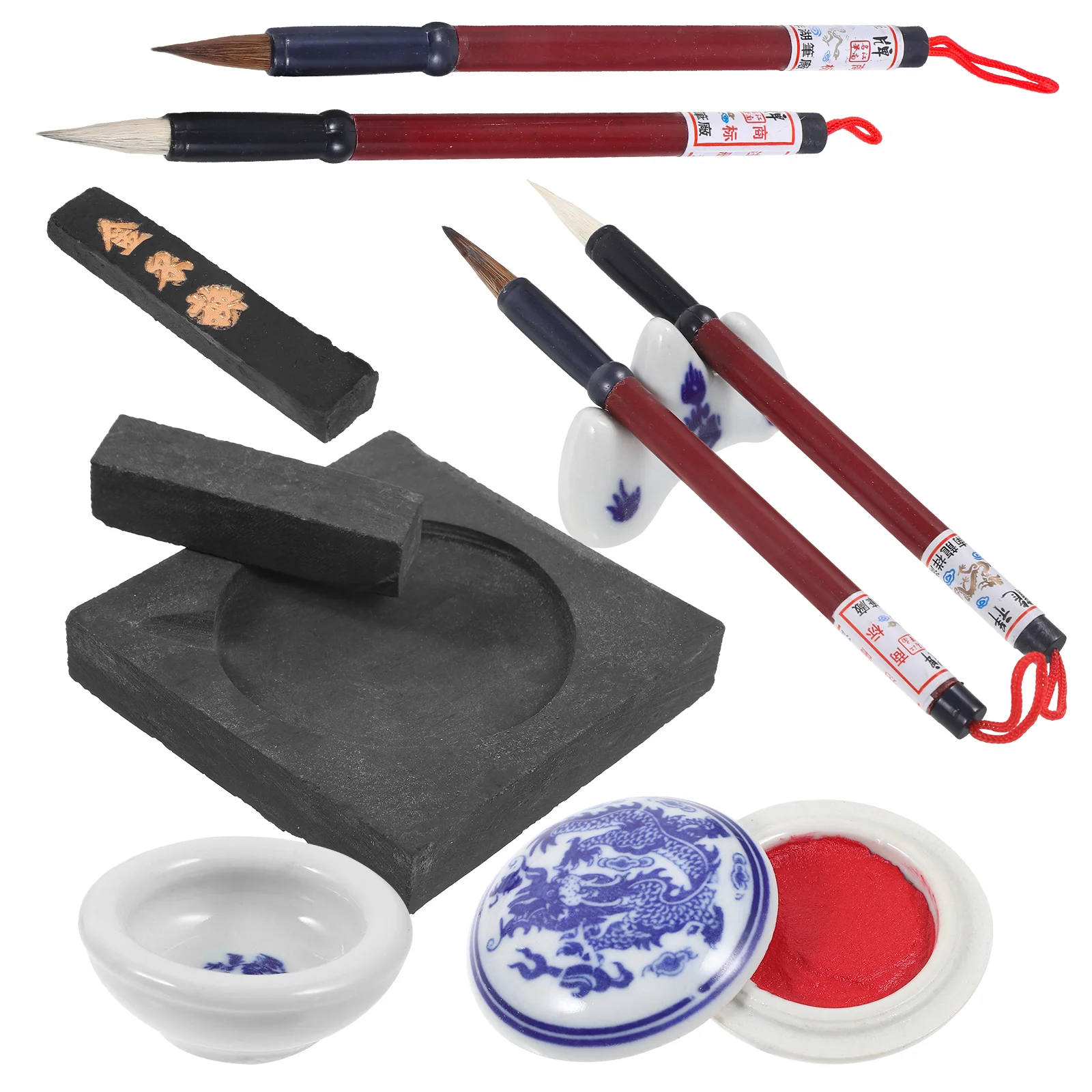 

Four Treasures of The Study Set Chinese Calligraphy Ink Writing Brush Pen Suite Caligraphy Kits for Beginners Ceramics Student