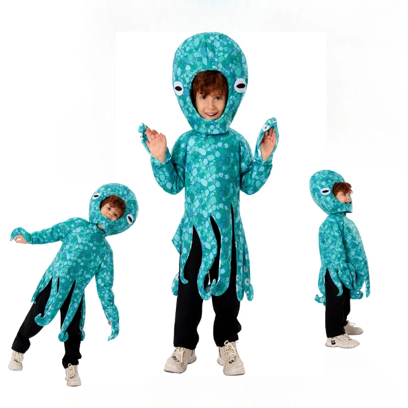 

Halloween Cos Octopus Costume Kids Boys Girls Funny Headgear Masquerade Carnival Party Childrens Stage Performance Dress Up
