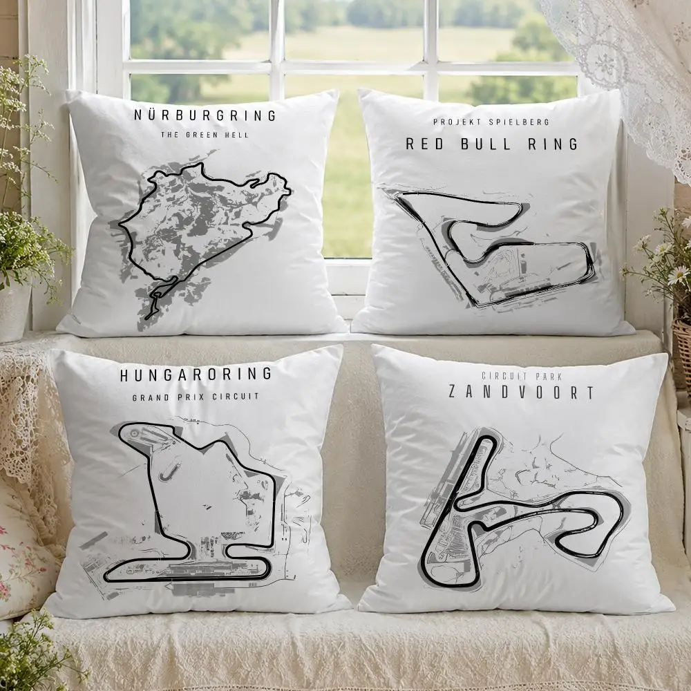 NURBURGRING Minimalist Race Track Cushion Cover 1/4PCS Linen Double-Sided Sofa Couch Bedroom Living Room Home Decor Pillow Case
