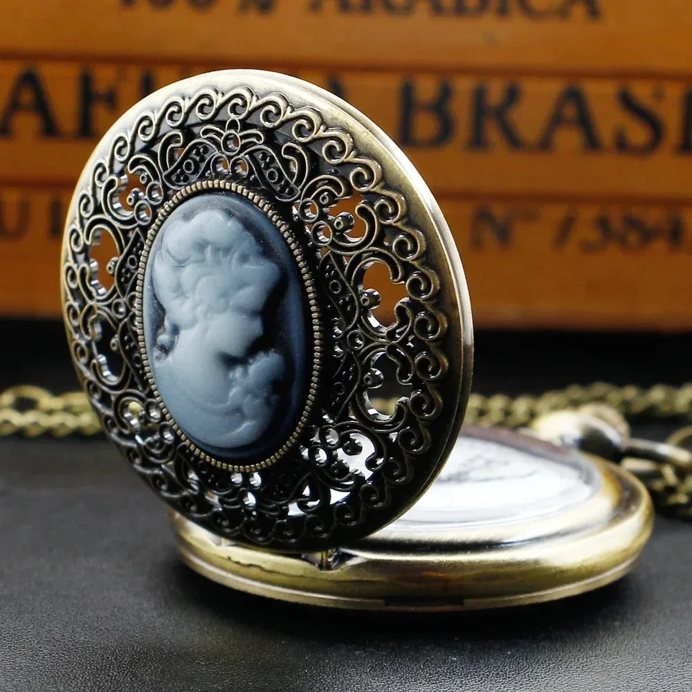 أنيقة الرجعية المرأة مجوهرات قلادة كوارتز ساعة الجيب العتيقة أزياء السيدات قلادة جيوب مشاهدة الهدايا مع سلسلة