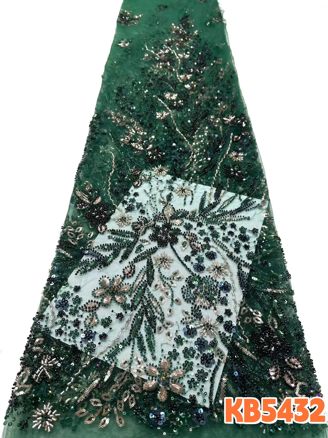 Perlenverzierter Tüllstoff Afrikanischer Bräutigam-Spitzenstoff 2026 Olivgrün Französischer Netz-Pailletten-Spitzenstoff für Abendkleider Nähen KB5432