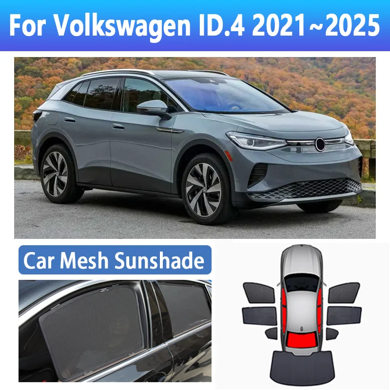 

Car Mesh Sunshades For Volkswagen VW ID4 ID.4 2021~2025 2022 2023 2024 Window Visor Coverage Sun Shades Auto Tools Accessories