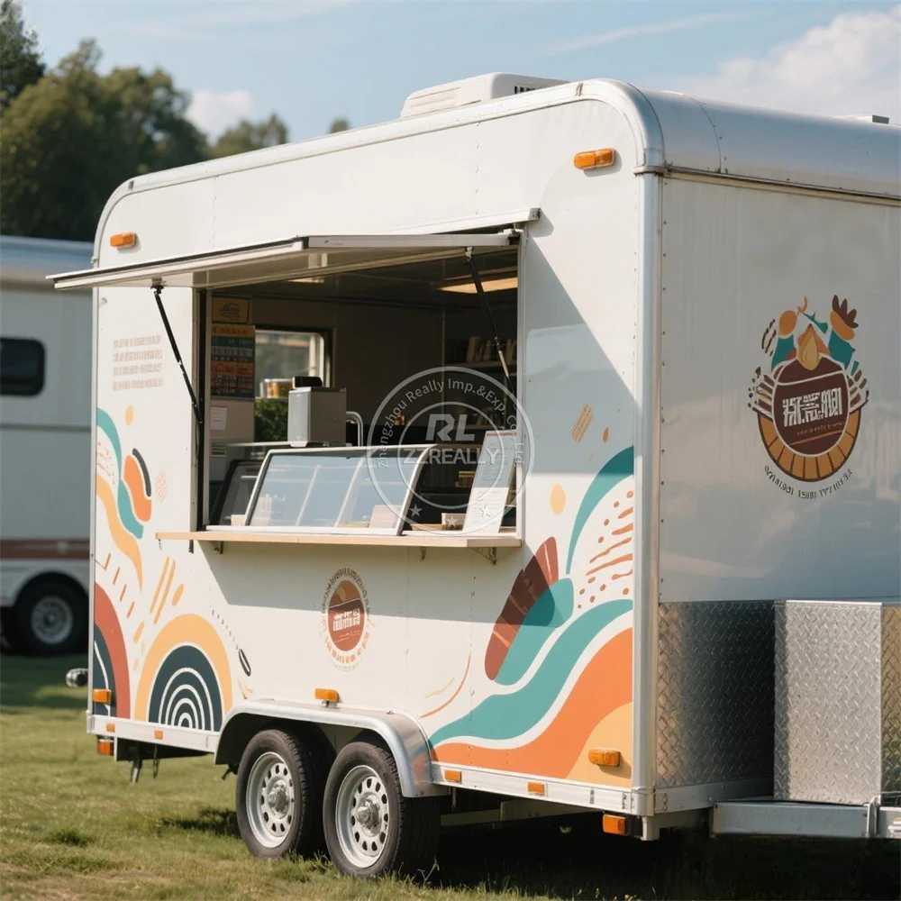 

2025 Mobile Food Truck Full Kitchen Concession Ice Cream Cart Mobile Kitchen Usa Standard Snack Cart Food Trailer