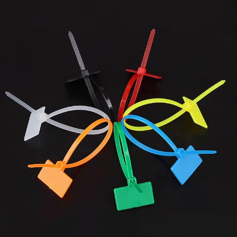 100Pcs Easy Mark 3*100mm/4*150mm/4*200mm Nylon Cable Ties Tag Labels Plastic Loop Ties Markers Cable Tag Self-locking Zip Ties