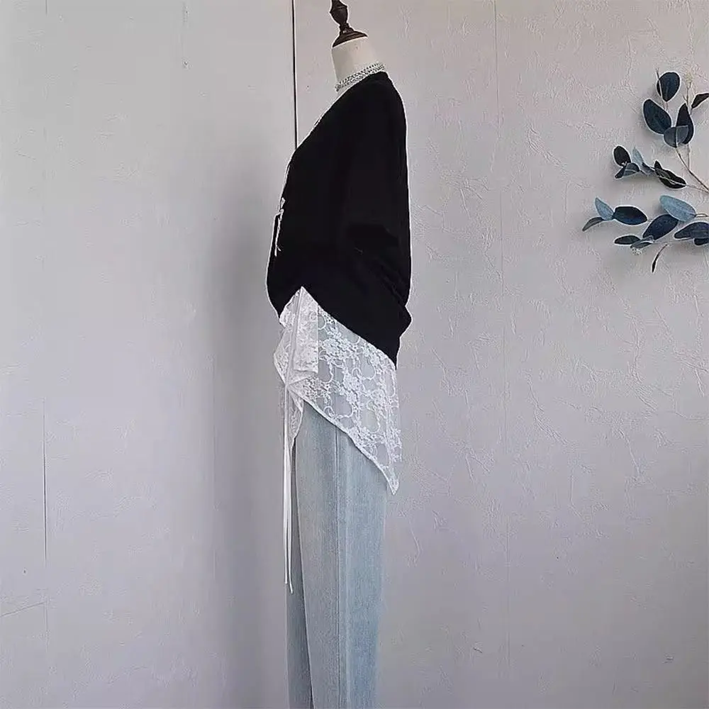 

Floral Design Lace Layered Skirt Lightweight Streetwear Style Wrap Skirts Comfortable Sheer Overskirt