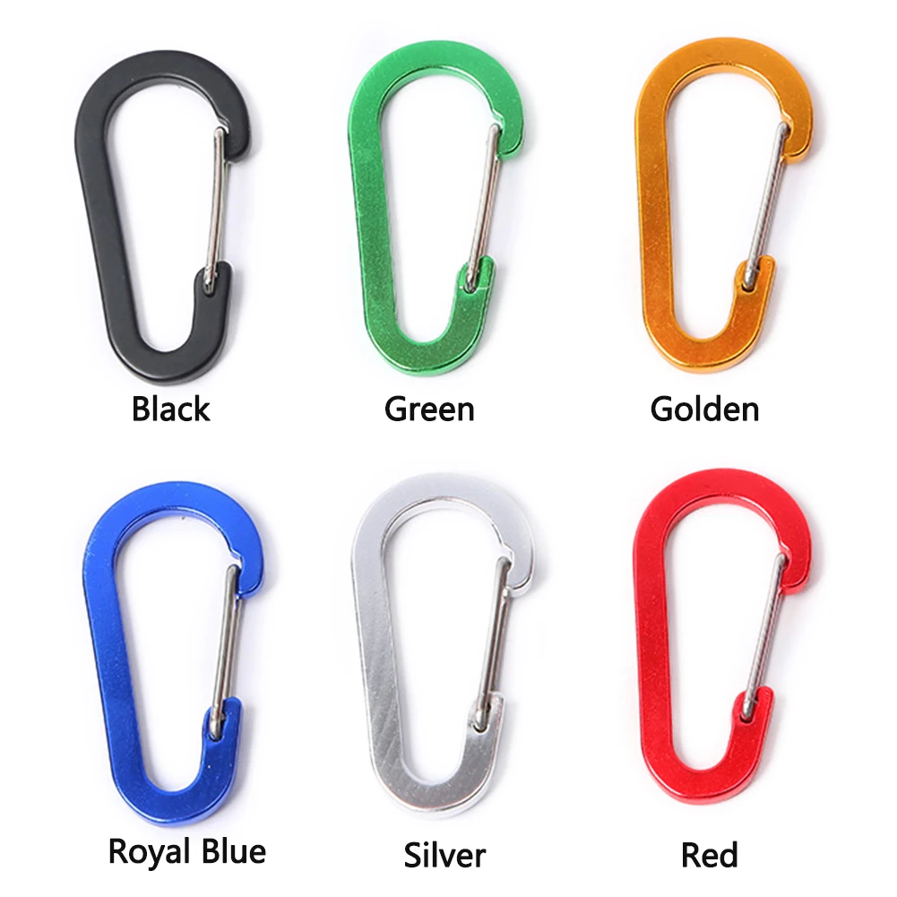 6Pcs Outdoor Carabiner Keychain D Shape Carabiner Spring Snap Clip Multifunctional Hiking Backpacking Tools