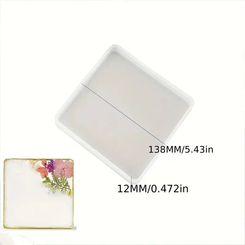 4Pcs DlY Round and Square Epoxy Resin Coaster Making Silicone Mold Perfect for Resin Casting Home Decor Coasters Cup Mat view 6