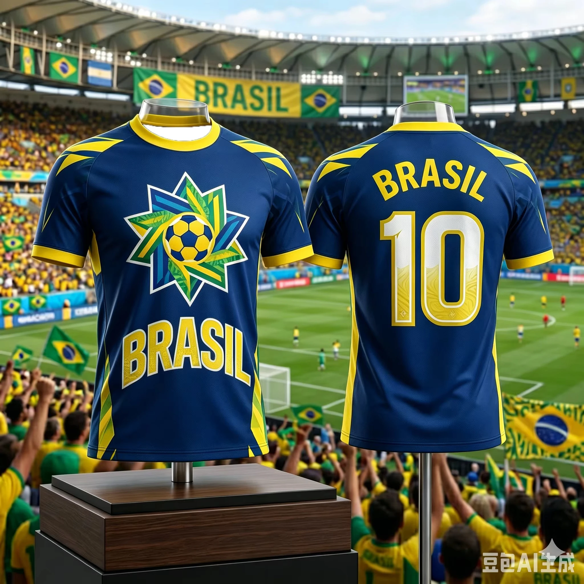 

2026 Men's Brazil Soccer Jersey Style Short Sleeve T-Shirts Number 10 Star Soccer Ball Print Casual Football Fan Tops for Summer