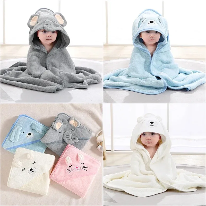 Cartoon Animal Baby Bath Towels Soft Newborn Hooded Towel Blanket Toddler Bathrobe Warm Sleeping Swaddle Wrap for Boys Girls