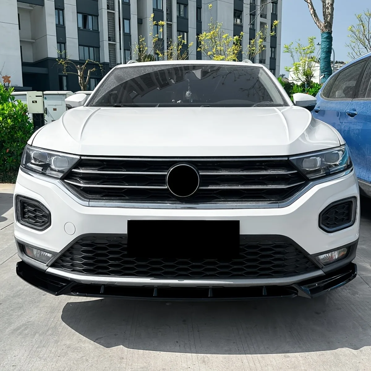 For Volkswagen For VW T-ROC T ROC 2018-22 Standard Version Front Bumper Spoiler Lip Carbon Fiber Look/Gloss Black Splitter Blade