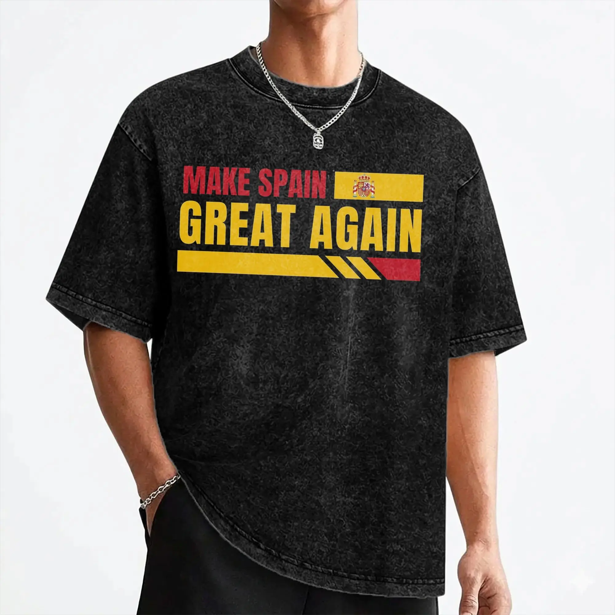 Make Spain Great Again Washed T Shirts Streetwear Novelty T-Shirts  Tee Shirt Men Women Short Sleeve Harajuku Printed