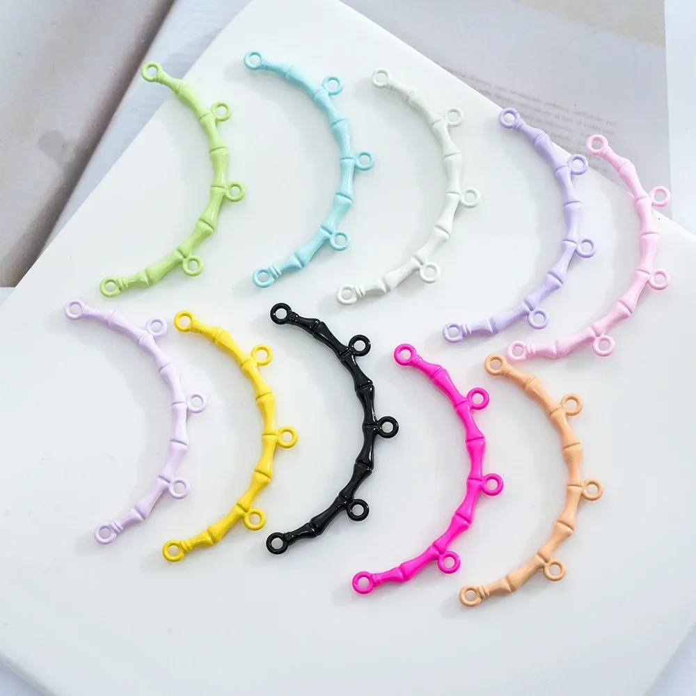 5 Stuks Legeringen Bamboe Met Ring Bocht Ketting Armband Laag Hanger Borgtocht Connector Voor Diy Sieraden Maken Multi-Streng Sluiting