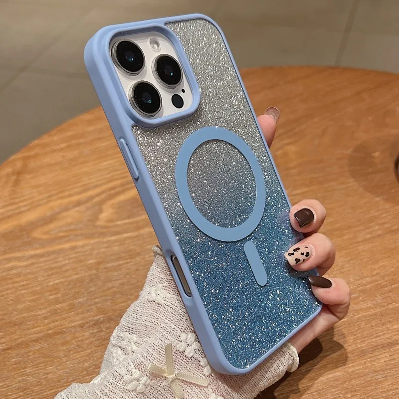 حافظة مغناطيسية لامعة لهاتف آيفون 16 برو ماكس 11 12 14 13 15 Plus 16E 17 Air Magsafe شحن لاسلكي غطاء خلفي شفاف من البلاستيك #3