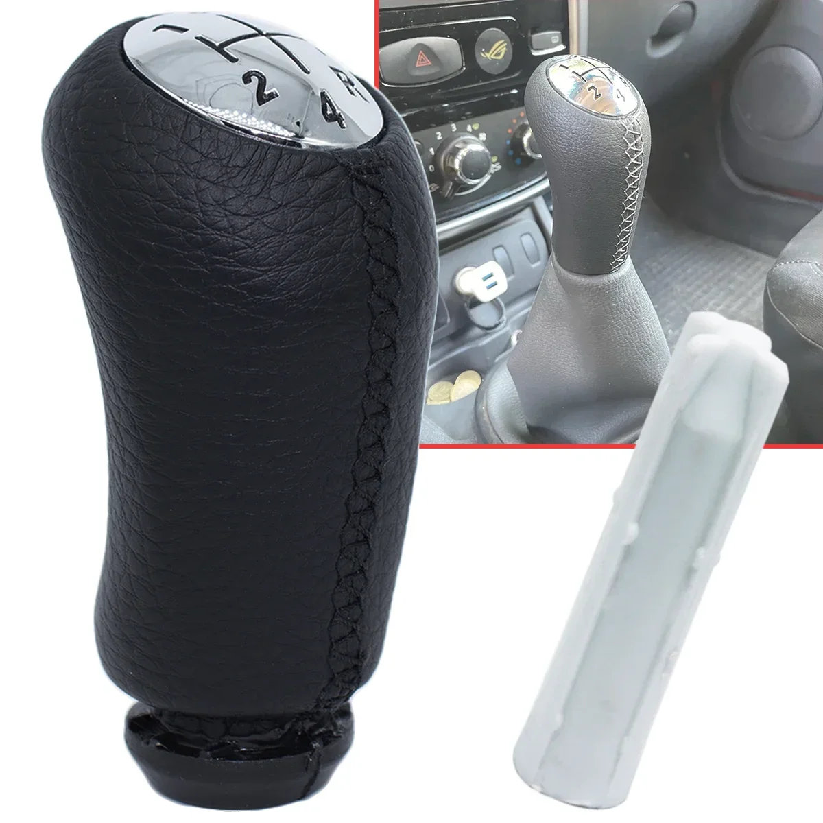 

MT Gear Shift Knob For Renault Clio 3 Lutecia Inner Sleeve 5 Speed Gearstick Shifter Lever Trim Leather Pen Handle Replacement