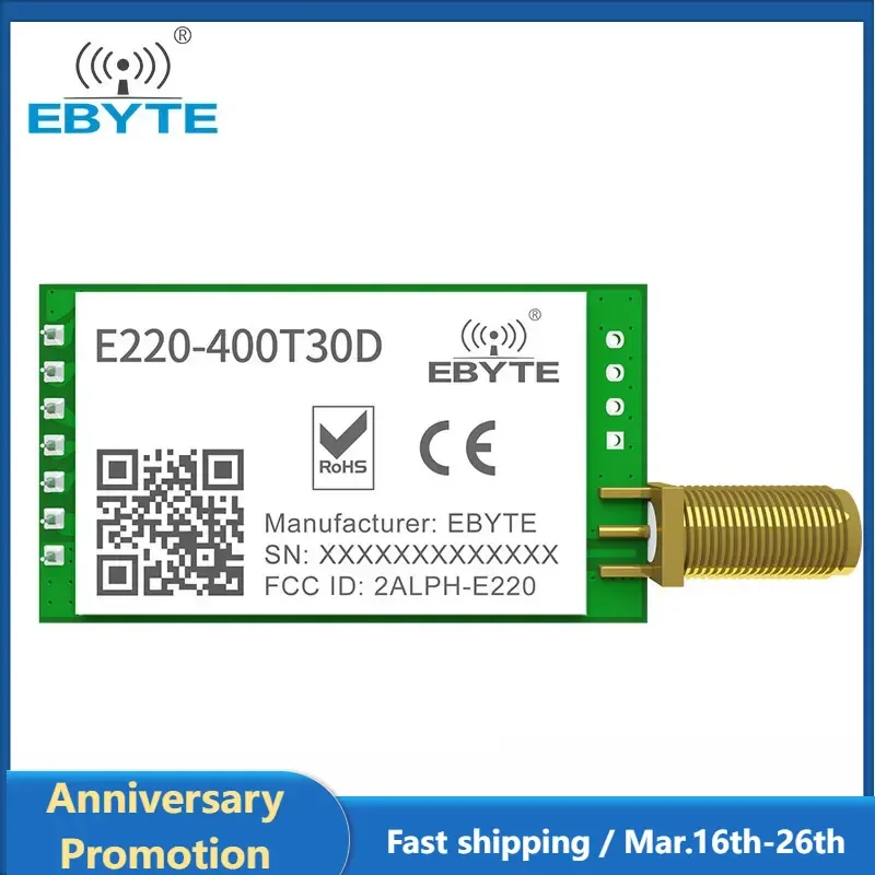 LoRa LLCC68 433MHz Wireless Module 470MHz 30dBm Long Range 10km RSSI EBYTE E220-400T30D SMA-K DIP UART Transmitter Receiver