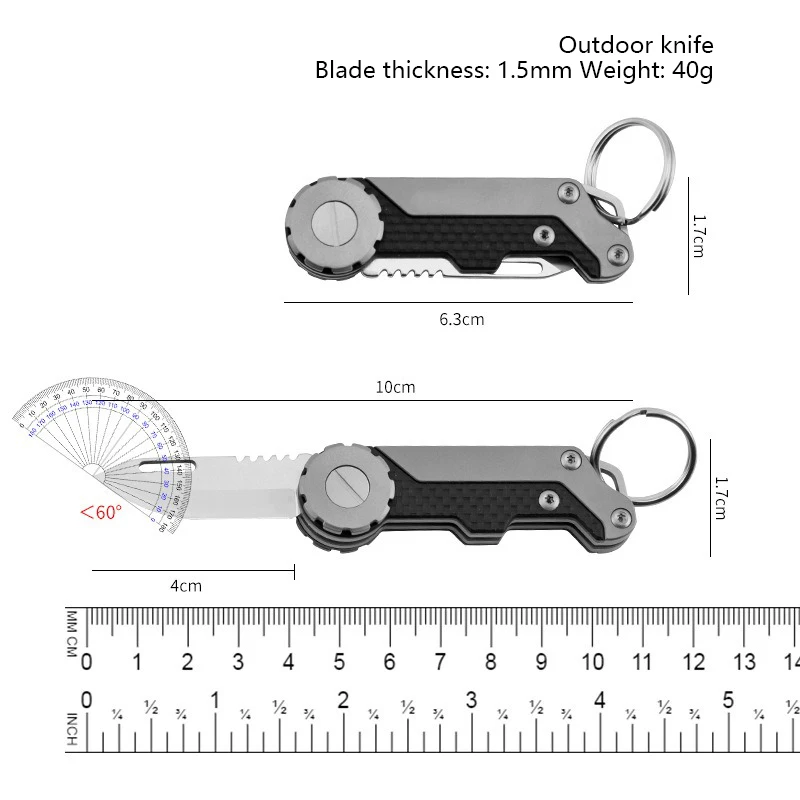 Cuchillo plegable de aleación de titanio EDC, llavero multifuncional, portátil, exprés, desembalaje, mini cuchillo afilado, cuchillo de fruta