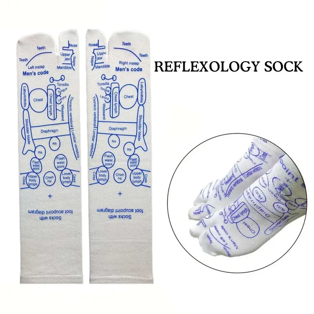 New Foot Massage Socks 2 Toe Split Acupressure Reflexology Chart Socks For Foot Massage Meridian Hosiery J9y4