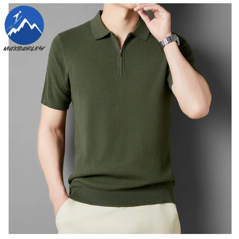

Summer Mens Short Sleeve Casual Morning Run Comfort Breathable Polo Shirt Middle Aged Lightweight Cooling Half Zipper Men Top