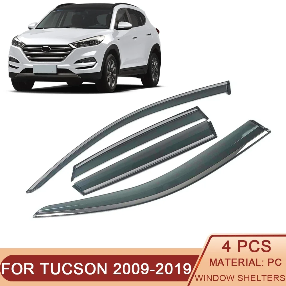 

For HYUNDAI Tucson IX35 2009-2019 Car Window Sun Rain Shade Visors Shield Awnings Shelter Protector Cover Trim Frame Sticker