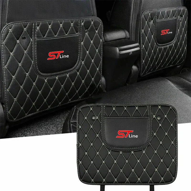 Car Anti-Kick Mats Auto Seat Back Leather Protector Cover Car Anti-dirt Pad For FORD ST Line Focus x 2 3 Kuga FIESTA MONDEO MK2