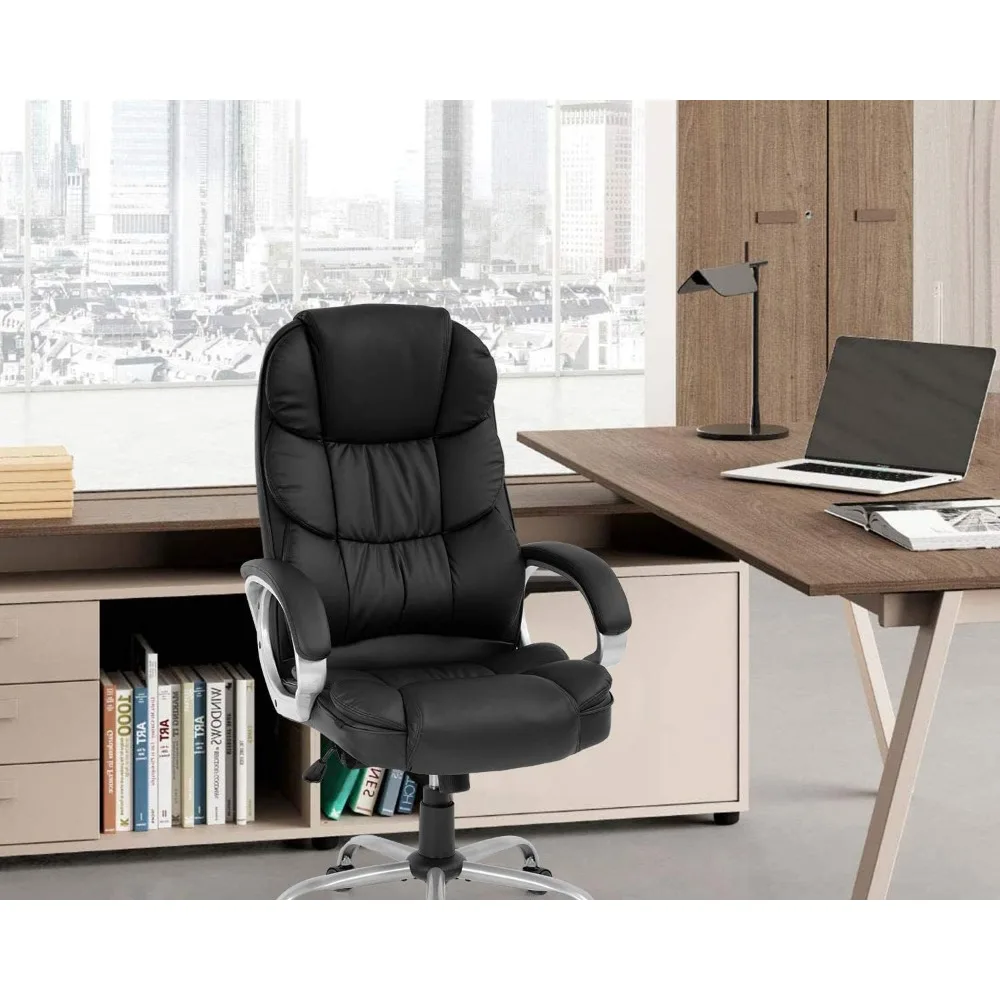 Office Chair Computer High Back Adjustable Ergonomic Desk Chair Executive PU Leather Swivel Task Chair with Armrests Lumbar