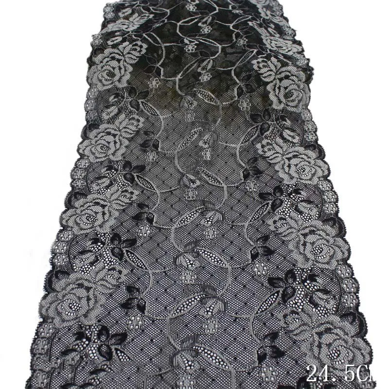 50Yards Black Elastic Stretch Lace Trim For Clothing Accessories Dress Sewing Applique Costume Lace Fabrics