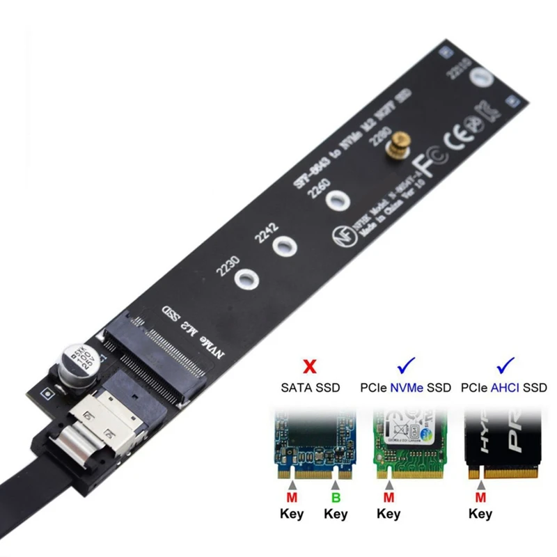 BAADE NGFF M.2 NVME M-Key SSD Cable de extensión macho a hembra 40 cm con adaptador de conector de SFF-8654 para placa base SSD 2280/22110