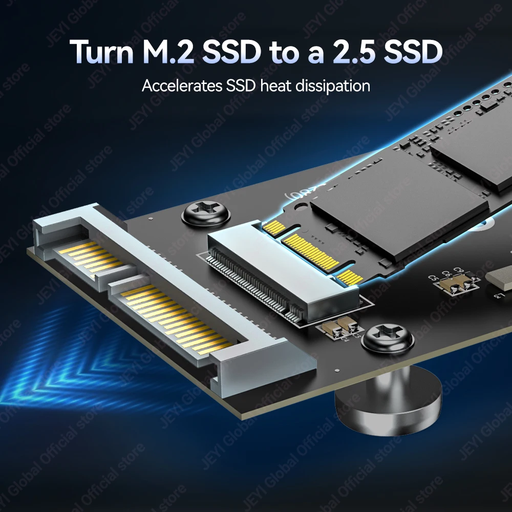 JEYI M.2 NGFF to SATA 3.0 Adapter Magnetic Card - 6Gbps High Speed Transfer for 2230/42/60/80 SSDs Support to 2TB Capacity