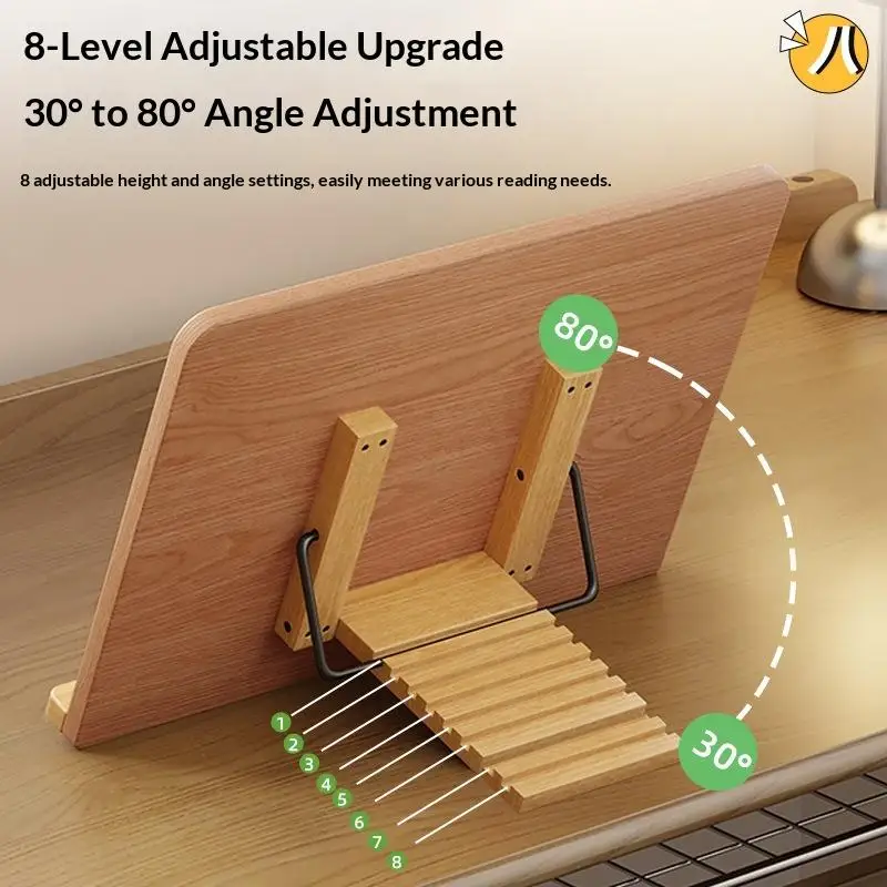 Foldable Adjustable Book Holder Tray, 8 Modes Multi-Angle Reading Stand with Page Clip,Support for Book & Tablet Desktop Readin