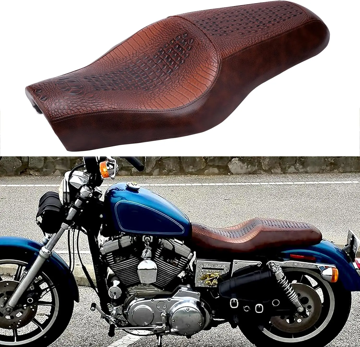 Black Motorcycle Driver Passenger Two Up Seat for Harley Sportster 883 1200 48 72