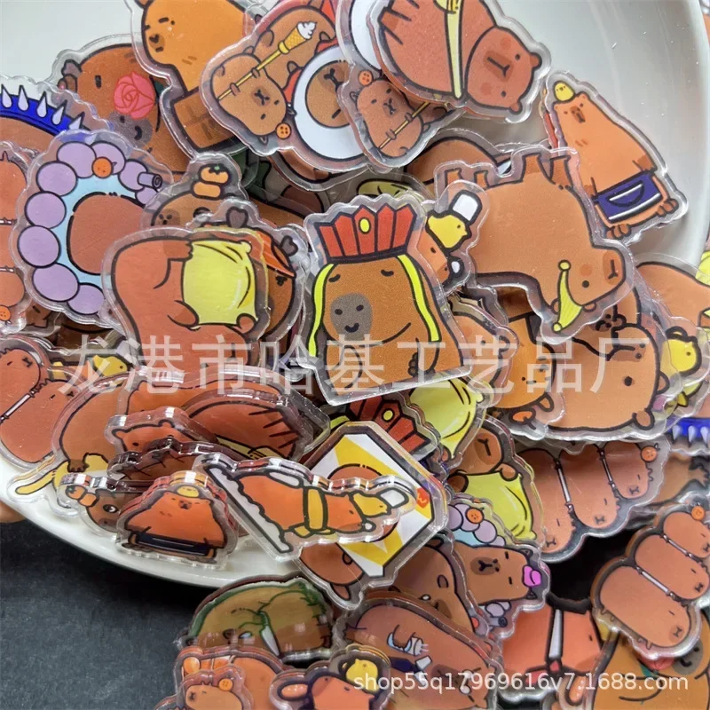 2/4cm Capybara Cartoon Cute Patch Keychain Hair Tie Refrigerator Sticker Phone Case DIY Accessories Acrylic Sheets Birthday Gift