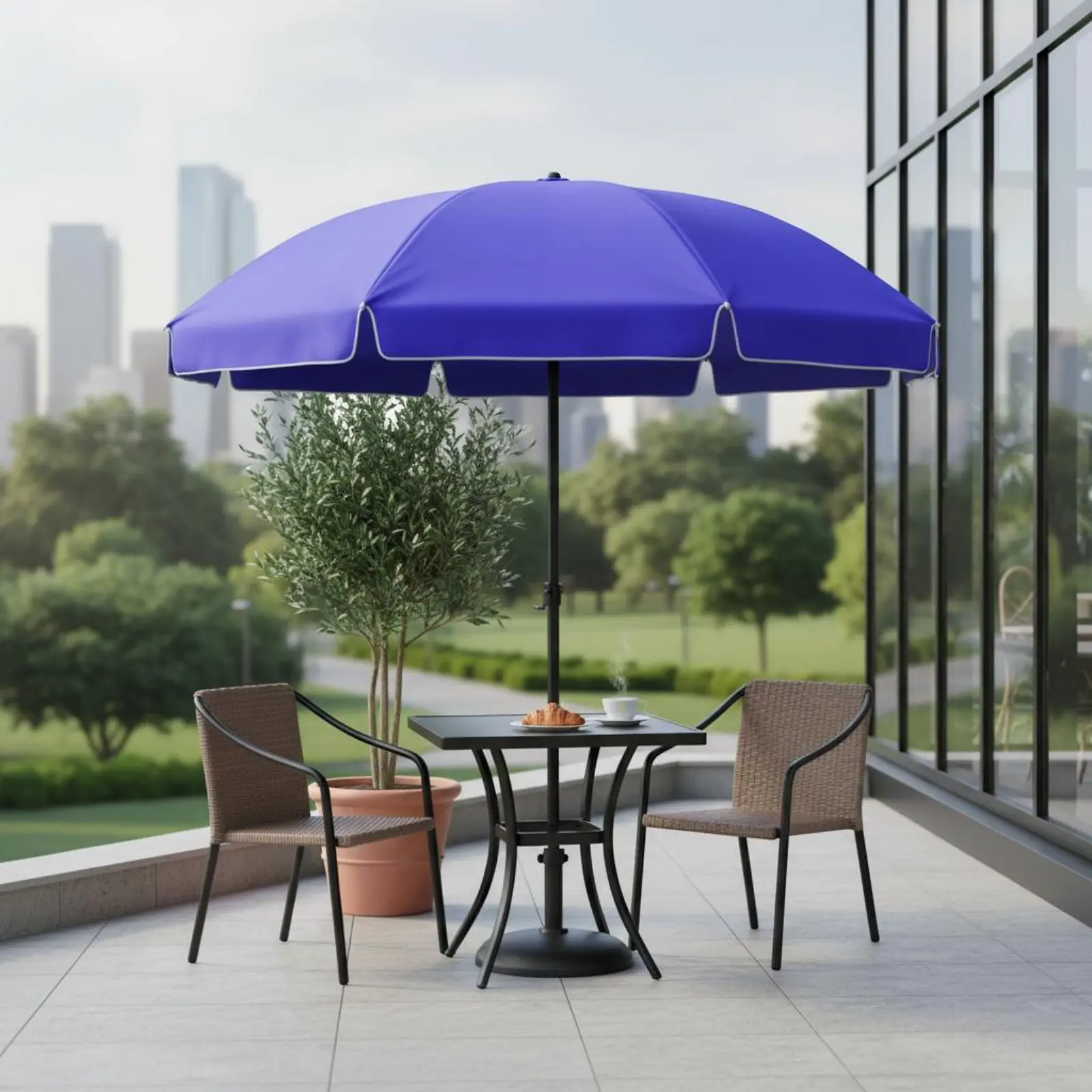 

Round Weatherproof Umbrella Waterproof Large Outdoor Sun Umbrella Sturdy Duty Business Sunshade Wind Resistant for Vendors