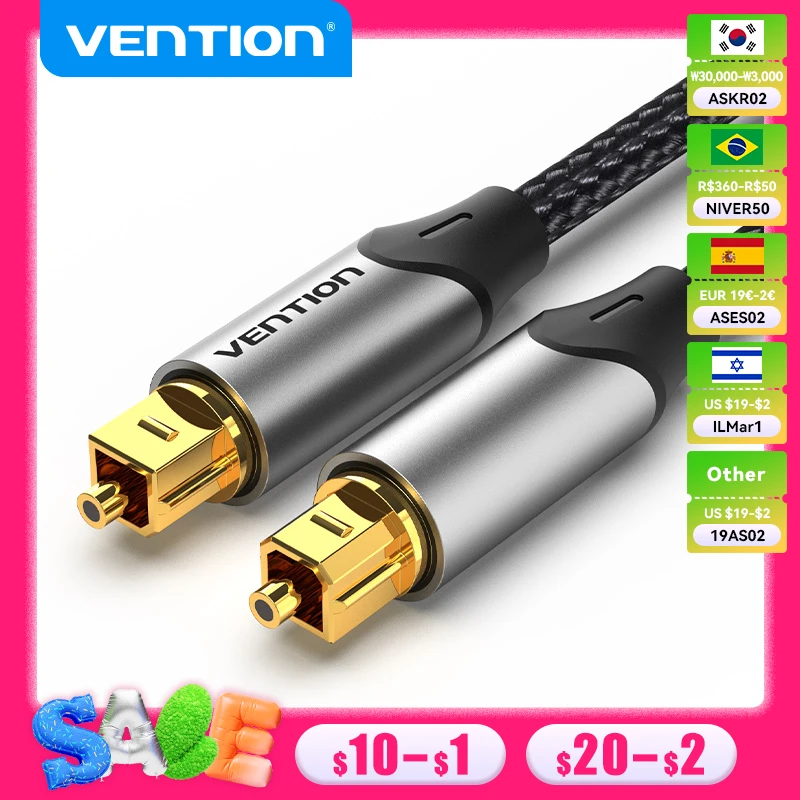 Vention Digital Optical Audio Cable Toslink SPDIF Coaxial Cable 1m 2m for Amplifiers Blu-ray Xbox 360 PS4 Soundbar Fiber Cable