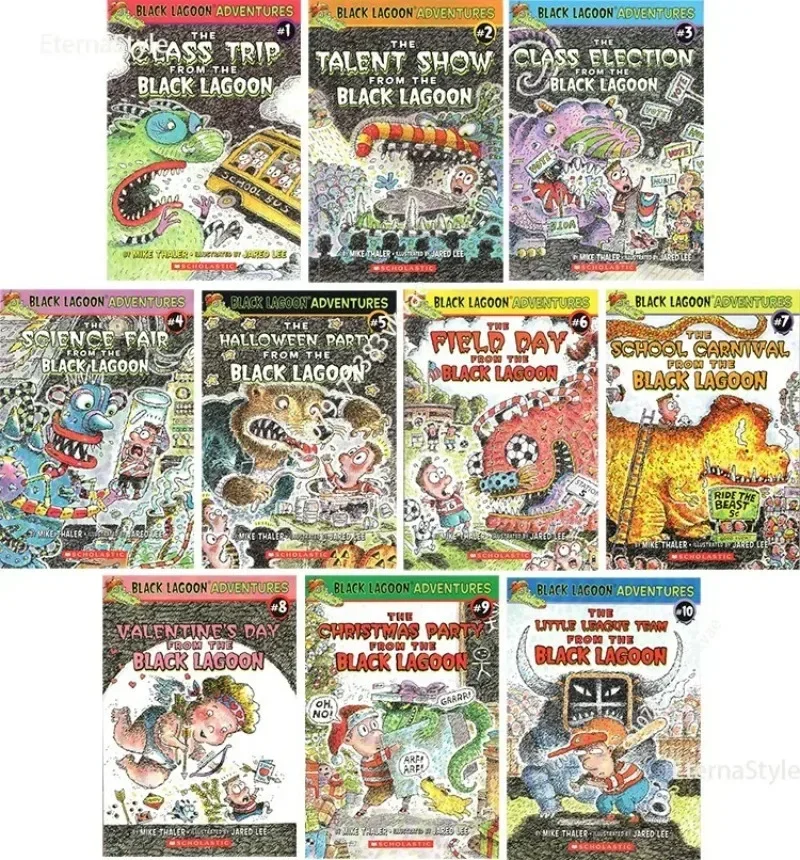 10 Books/set Black Lagoon Adventures English Black Lake Primary School Adventures Series 1