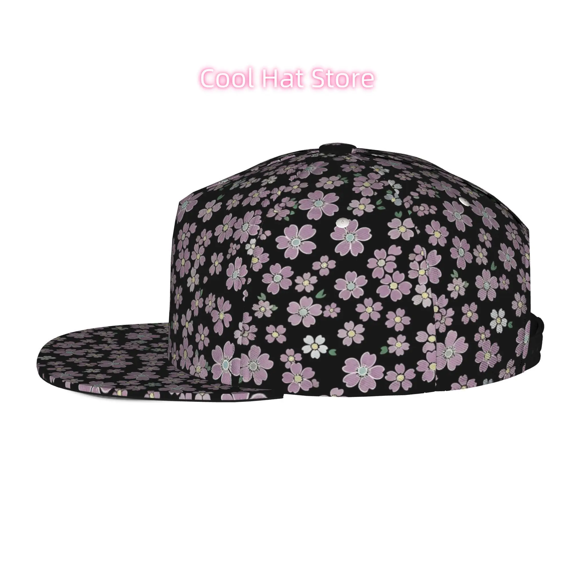 Men's & Women's Baseball Cap with Abstract Floral Pattern Adjustable Snap-On Brim, Flat-Top Round Cap Suitable for Casual Outdoo