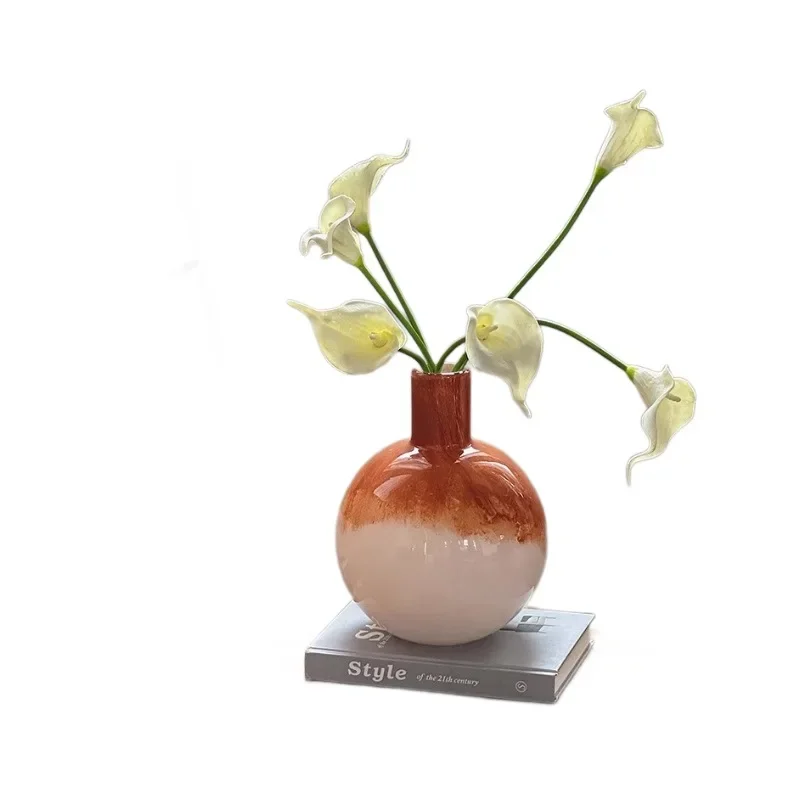 

vase, living room desktop flower arrangement, water care decorative ornament, French high-end light luxury amber pattern