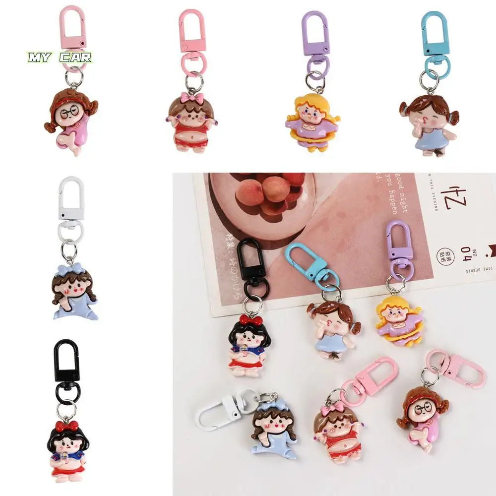 

Chubby Girl Cute Small Keychain Creative Cute Cartoon Resin Keychain Cartoon Mini Little Metal Keyring Bag Accessories