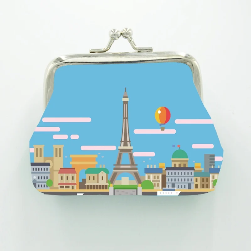 60PCS/Lot Custome PU Leather Coin Purse Full-Color Printing Wallet Logo Artist Designer Paris Souvenir Wholesale Bag