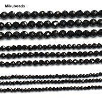 Wholesale Natural Black tourmaline 2mm 3mm 4mm 6mm Faceted Round Loose Beads For Jewelry Making DIY Bracelets Necklace