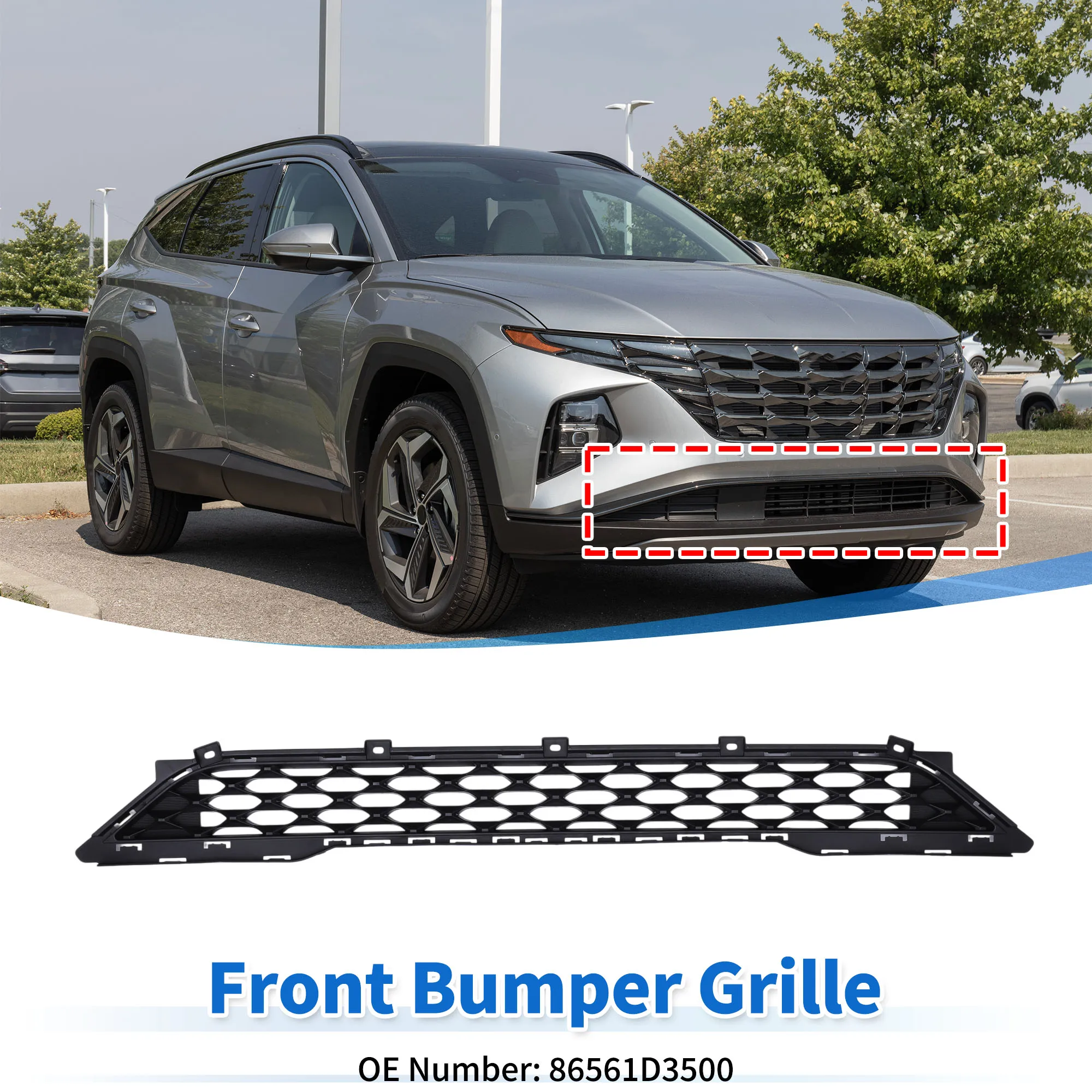 

UXCELL Lower Grille Front Bumper Grille for Hyundai Tucson 19-21 Bumper Cover Grille