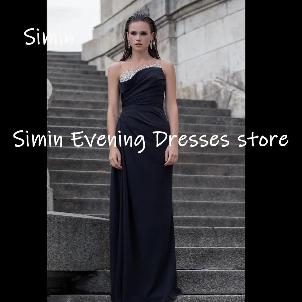 

Simin Satin Mermaid Scoop Neckckline Sequins Lace Formal Prom Gown Floor-length Evening Elegant Party dresses for women 2023