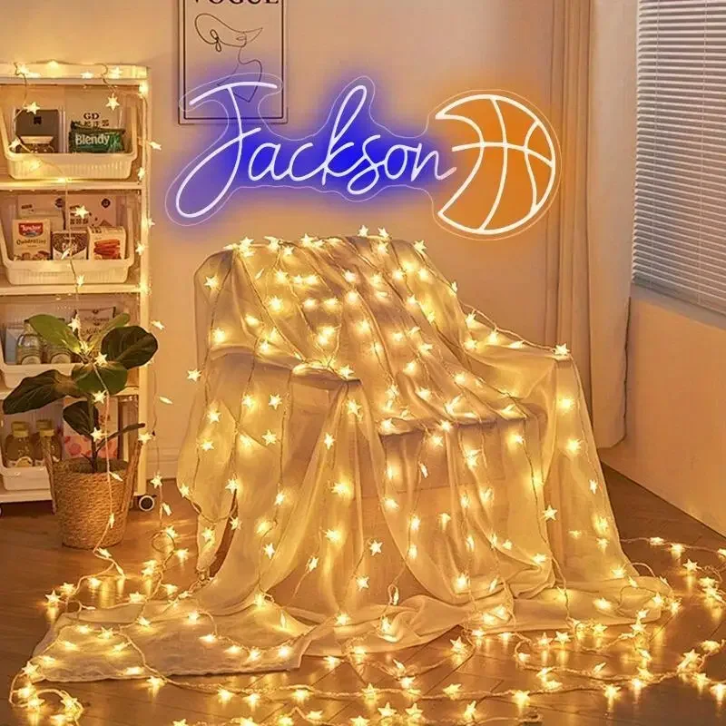 Letrero de neón LED de baloncesto personalizable, brillo ajustable alimentado por USB |   Decoración de dormitorio, sala de estar, oficina, fiesta y boda.