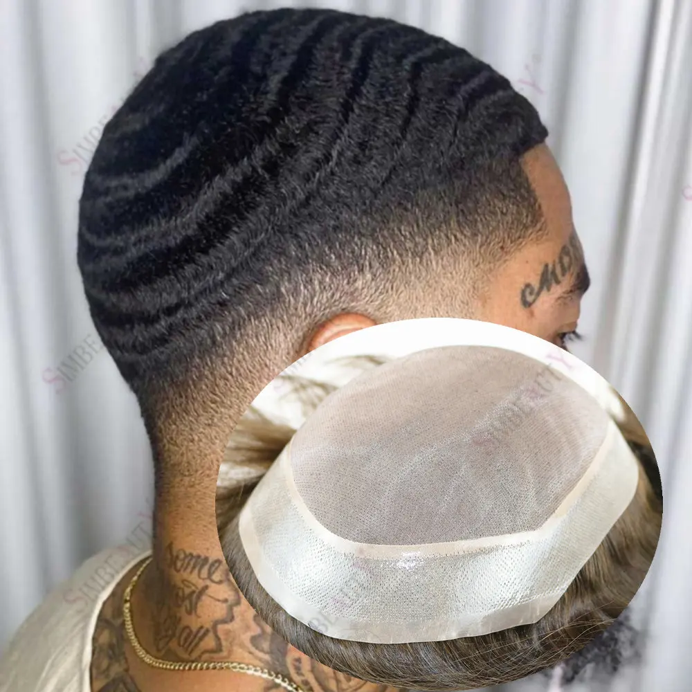 

Natural Hairline Durable Men's Toupee Mono PU Black Blonde Brown 100% Human Hair Wig Man 8mm/10mm Deep Wave System Prosthesis