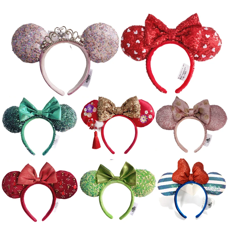 Disney Minnie Mouse Ears Headband Holiday Party Rose Bows Hairband EARS COSTUME Headband Cosplay Plush Adult/Kids Headband Gift